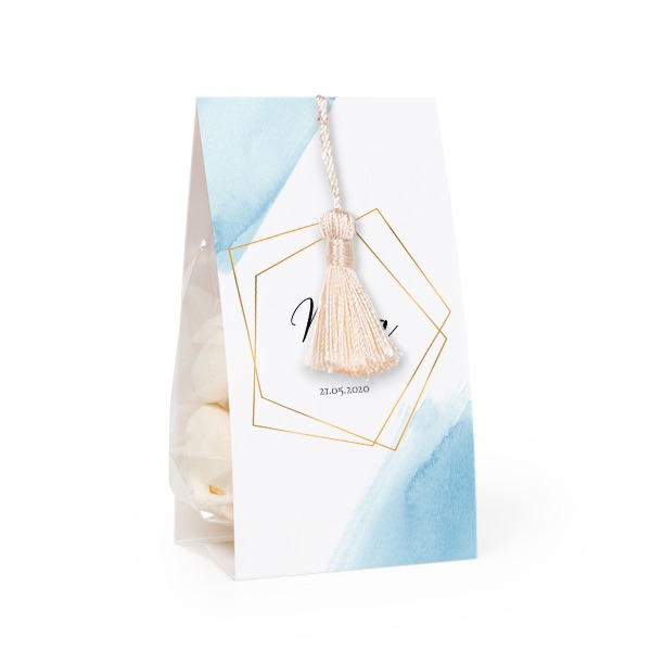 Candy bag with photo-wrapping and vanilla tassel - set of 24