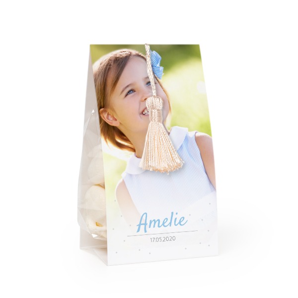 Candy bag with photo-wrapping and vanilla tassel - set of 24