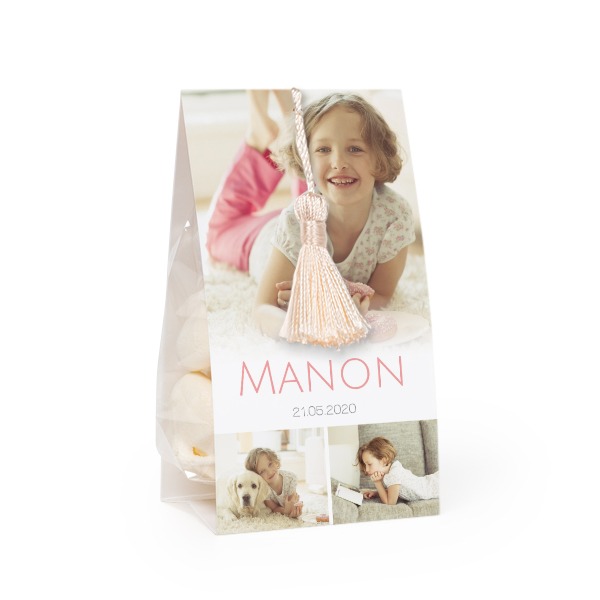 Godispåse med fotoomslag och vaniljfärgad tofs - 24 st