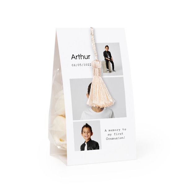 GodispÄse med fotoomslag och vaniljfÀrgad tofs - 24 st GodispÄse med fotoomslag och vaniljfÀrgad tofs - 24 st