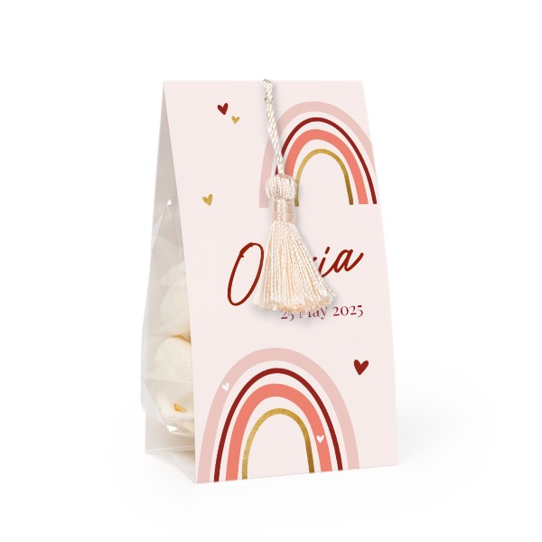 Candy bag with photo-wrapping and vanilla tassel - set of 24