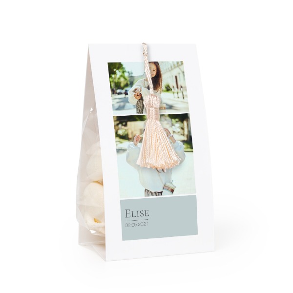 Candy bag with photo-wrapping and vanilla tassel - set of 24