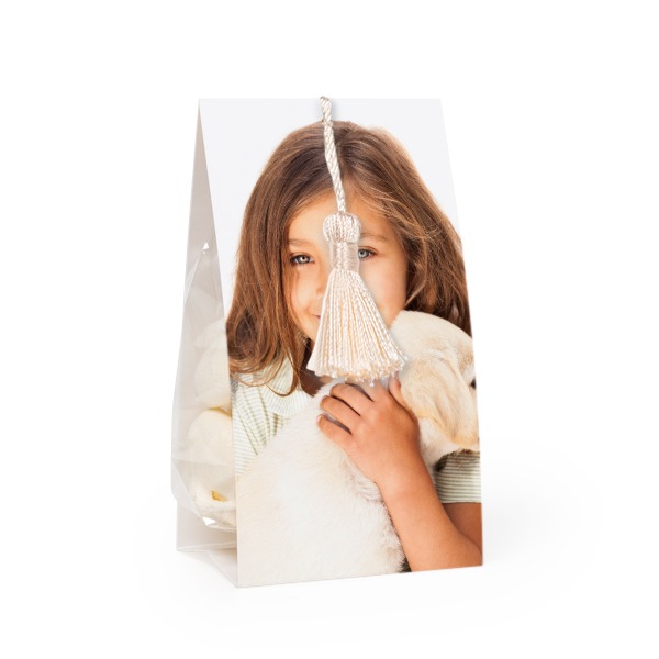 Candy bag with photo-wrapping and vanilla tassel - set of 24