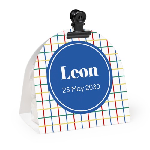 Candy bag with rounded photo-wrapping and black clip - 12 pcs