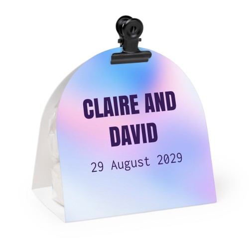 Candy bag with rounded photo-wrapping and black clip - 12 pcs