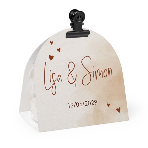 Candy bag with rounded photo-wrapping and black clip - 12 pcs