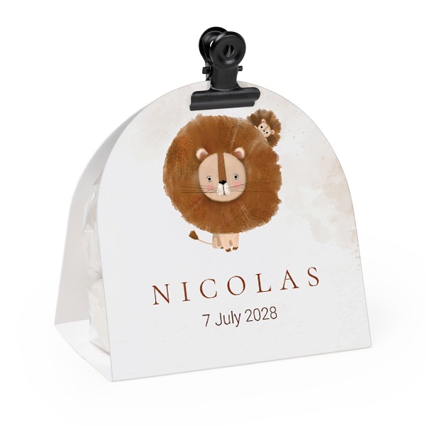 Snoepzakjes met afgeronde fotoverpakking en zwarte clip (set van 24)