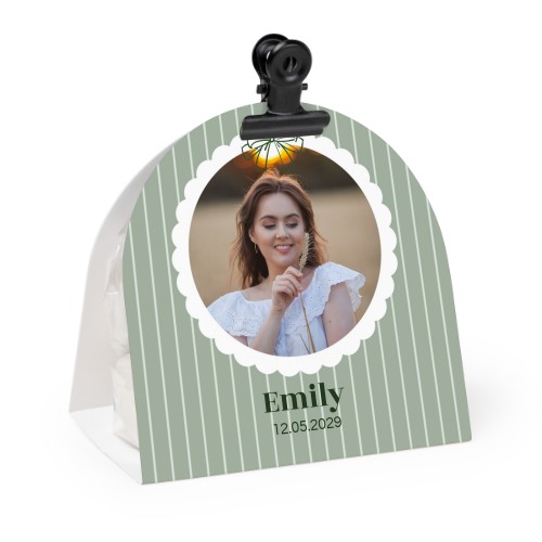 Candy bag with rounded photo-wrapping and black clip - 24 pcs