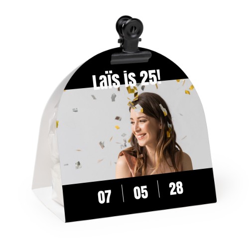 Candy bag with rounded photo-wrapping and black clip - 24 pcs Candy bag with rounded photo-wrapping and black clip - 24 pcs