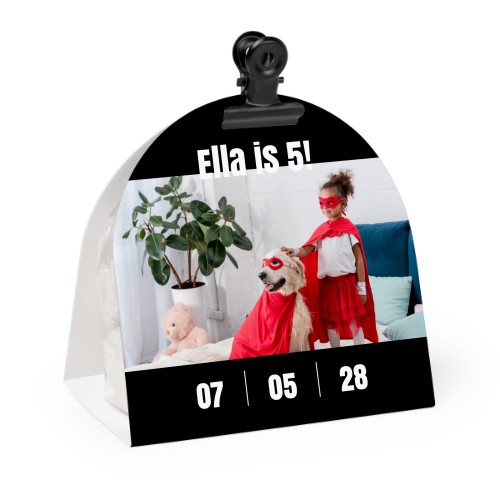 Candy bag with rounded photo-wrapping and black clip - 24 pcs