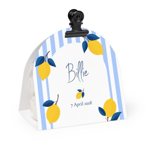 Candy bag with rounded photo-wrapping and black clip - 24 pcs