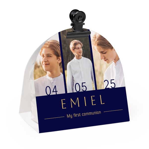 Candy bag with rounded photo-wrapping and black clip - 24 pcs