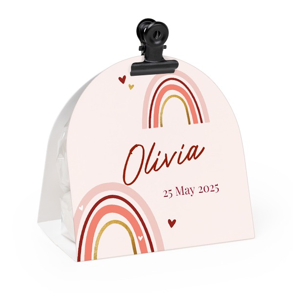 Candy bag with rounded photo-wrapping and black clip - 24 pcs