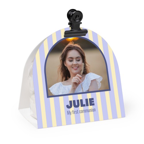 Candy bag with rounded photo-wrapping and black clip - 24 pcs