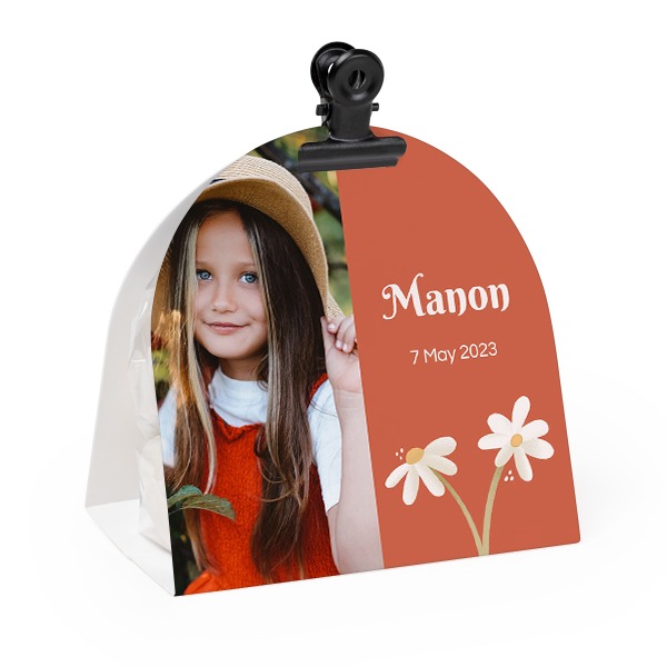 Candy bag with rounded photo-wrapping and black clip - 24 pcs