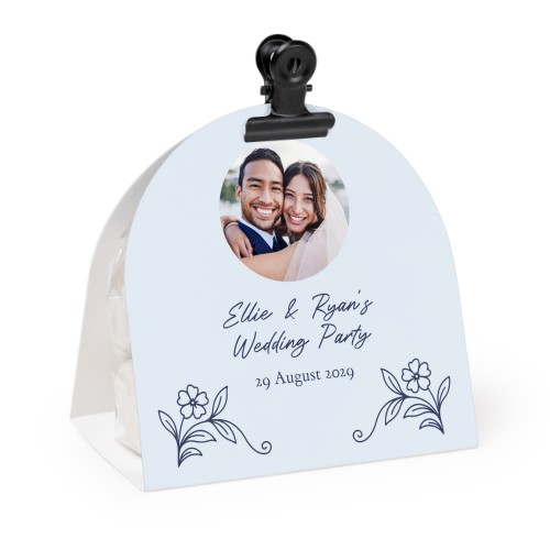 Candy bag with rounded photo-wrapping and black clip - 24 pcs