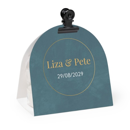 Candy bag with rounded photo-wrapping and black clip - 24 pcs