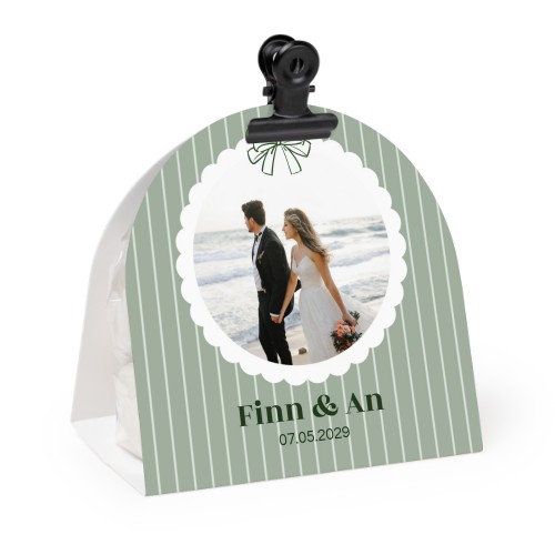 Candy bag with rounded photo-wrapping and black clip - 24 pcs