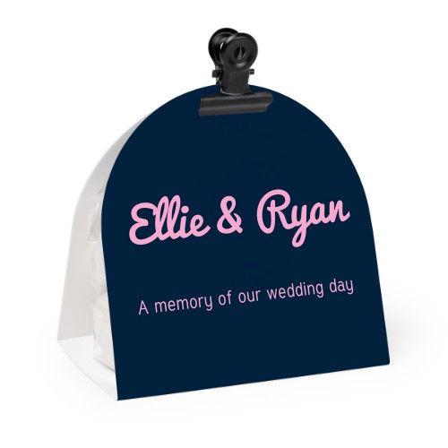 Candy bag with rounded photo-wrapping and black clip - 24 pcs