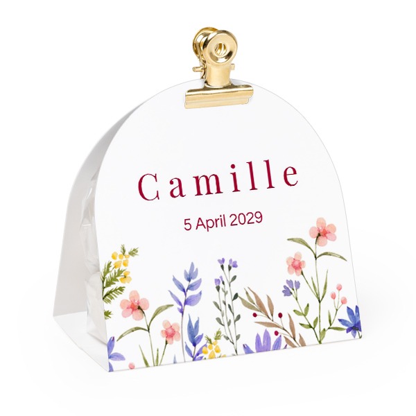 Candy bag with rounded photo-wrapping and gold clip - 12 pcs