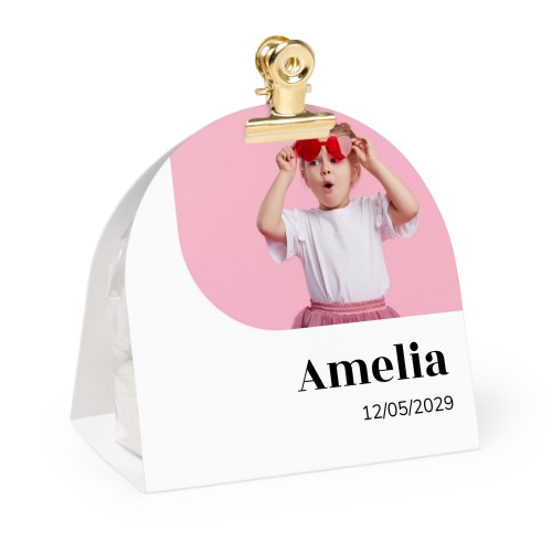 Candy bag with rounded photo-wrapping and gold clip - 12 pcs