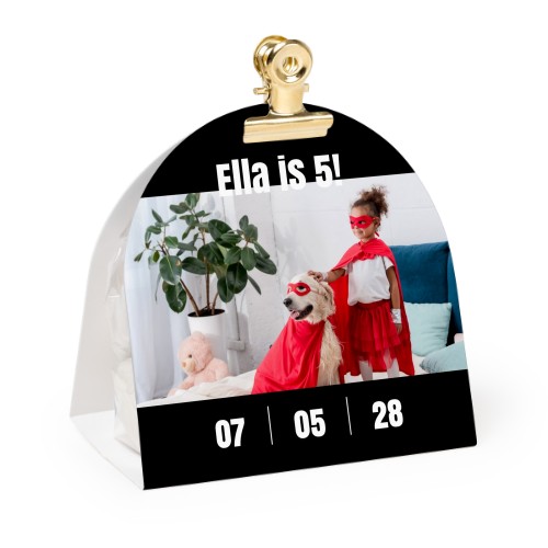 Godispåse med rundat fotoomslag och guldfärgad pappersklämma - 12 st