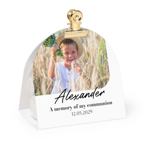 Candy bag with rounded photo-wrapping and gold clip - 12 pcs