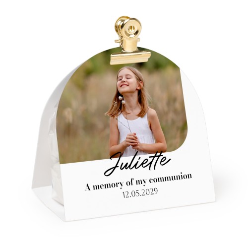 Candy bag with rounded photo-wrapping and gold clip - 12 pcs