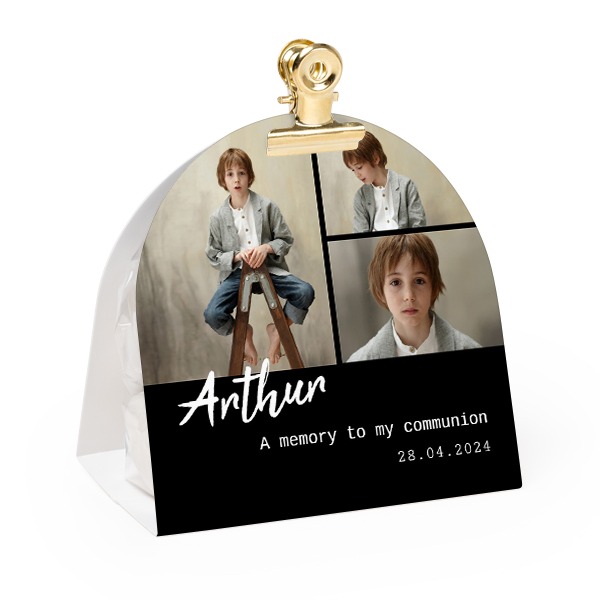 Candy bag with rounded photo-wrapping and gold clip - 12 pcs