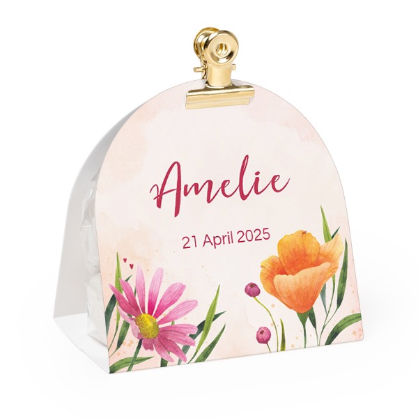 Candy bag with rounded photo-wrapping and gold clip - 12 pcs