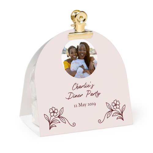 Godispåse med rundat fotoomslag och guldfärgad pappersklämma - 12 st