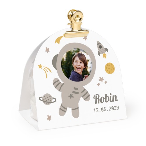 Snoepzakjes met afgeronde fotoverpakking en goudkleurige clip - Set van 12