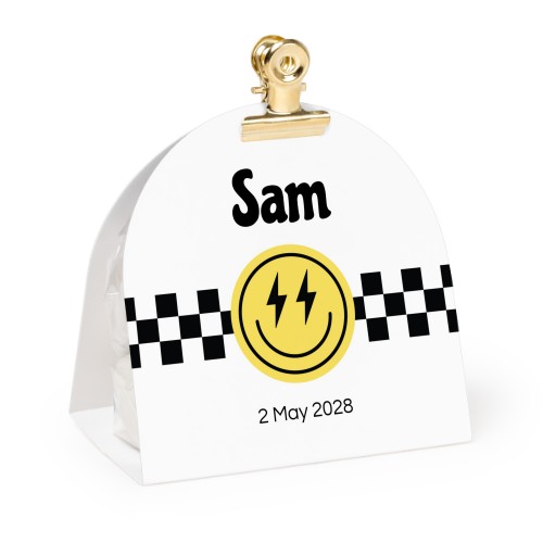 Snoepzakjes met afgeronde fotoverpakking en goudkleurige clip - Set van 12