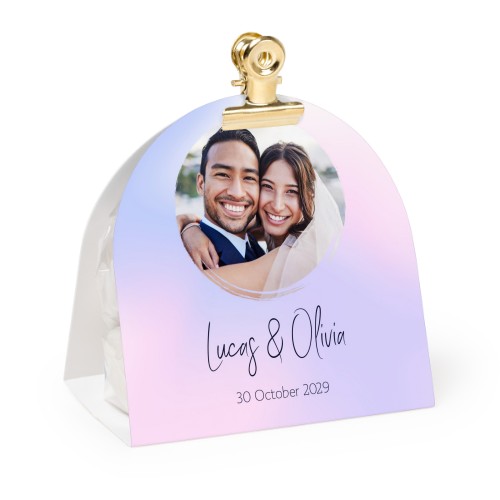 Slikpose med afrundet fotoomslag og guldfarvet clips - 12 stk