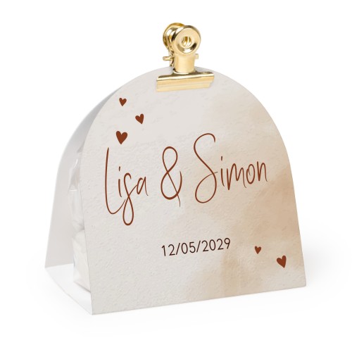 Candy bag with rounded photo-wrapping and gold clip - 12 pcs