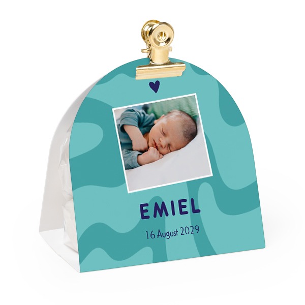 Candy bag with rounded photo-wrapping and gold clip - 24 pcs