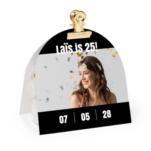 Candy bag with rounded photo-wrapping and gold clip - 24 pcs