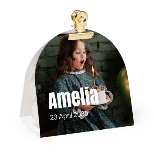 Candy bag with rounded photo-wrapping and gold clip - 24 pcs