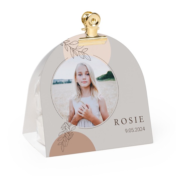 Candy bag with rounded photo-wrapping and gold clip - 24 pcs