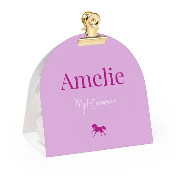 Candy bag with rounded photo-wrapping and gold clip - 24 pcs