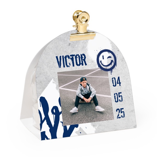 Candy bag with rounded photo-wrapping and gold clip - 24 pcs