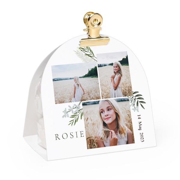 Candy bag with rounded photo-wrapping and gold clip - 24 pcs