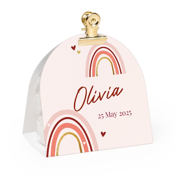 Candy bag with rounded photo-wrapping and gold clip - 24 pcs