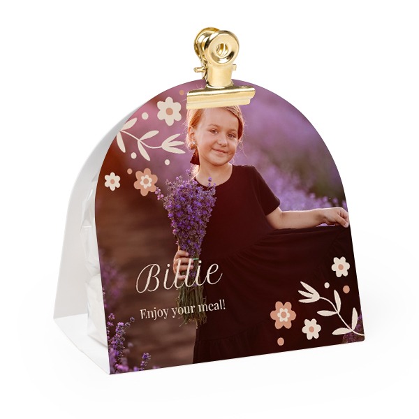 Candy bag with rounded photo-wrapping and gold clip - 24 pcs