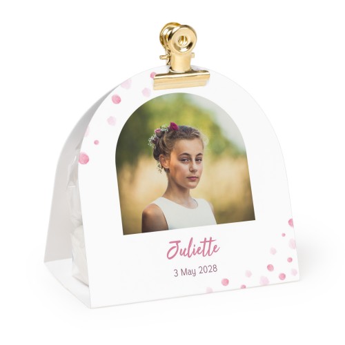 Candy bag with rounded photo-wrapping and gold clip - 24 pcs