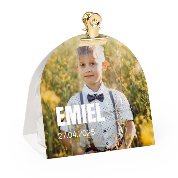 Candy bag with rounded photo-wrapping and gold clip - 24 pcs