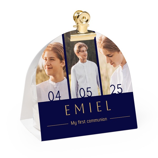 Candy bag with rounded photo-wrapping and gold clip - 24 pcs