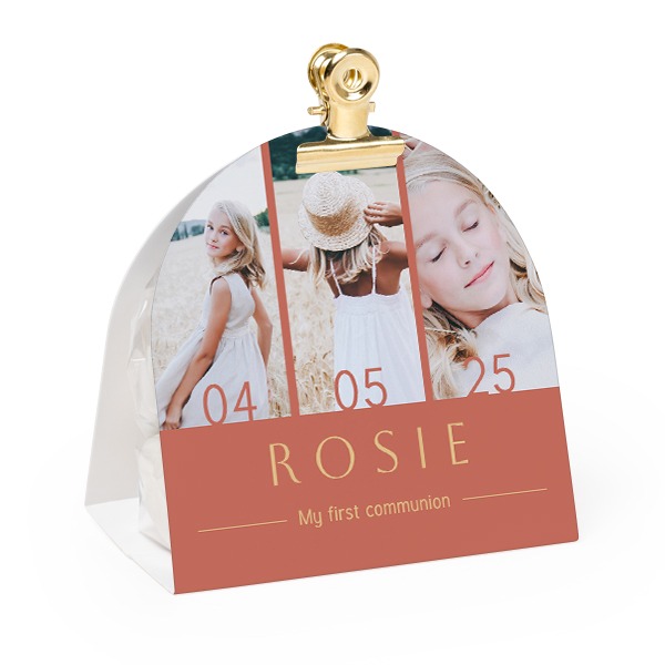 Candy bag with rounded photo-wrapping and gold clip - 24 pcs