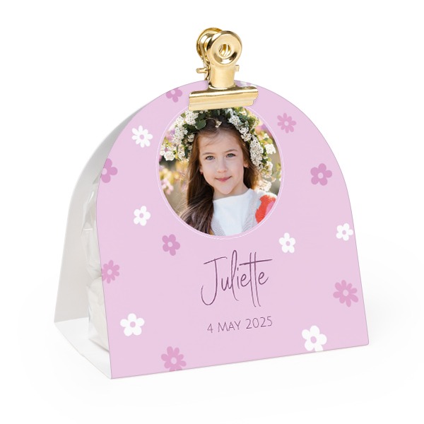 Candy bag with rounded photo-wrapping and gold clip - 24 pcs