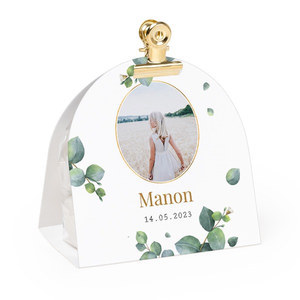 Candy bag with rounded photo-wrapping and gold clip - 24 pcs